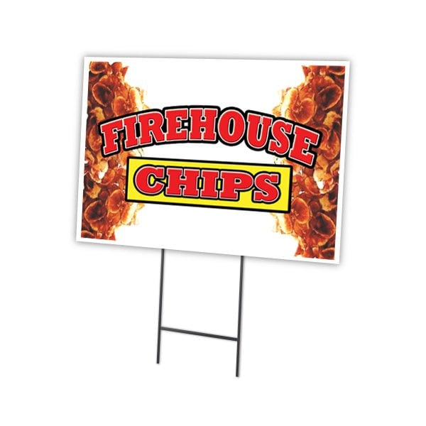 Signmission Firehouse Chips Yard Sign & Stake outdoor plastic coroplast window, C-1216-DS-Firehouse Chips C-1216-DS-Firehouse Chips - main